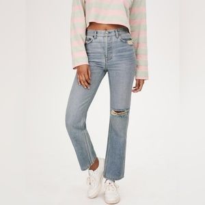 Reformation Hanna Slouch Mid Rise Jeans - Largo Destroyed - Size 23